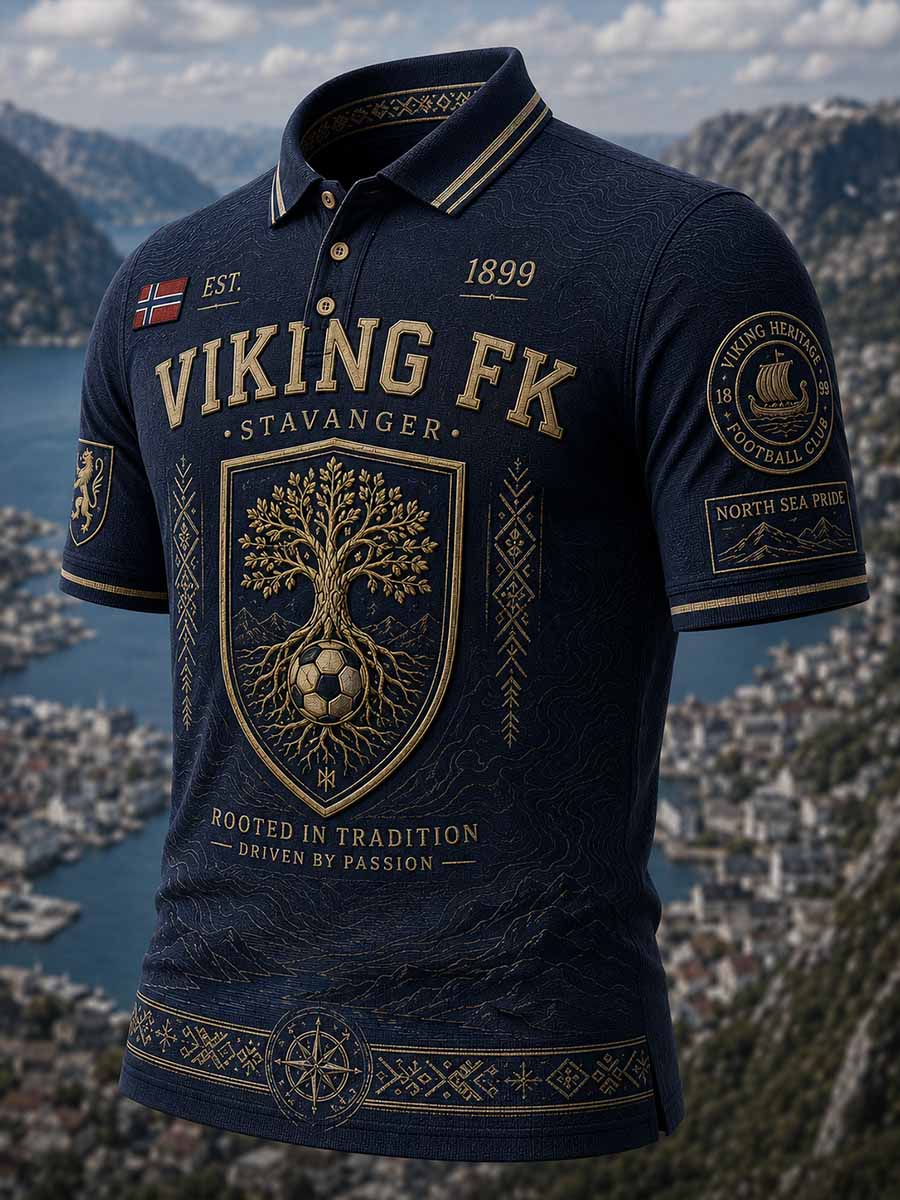Mäns Vintage fotboll lag Grafiskt utskrift Polo tröja