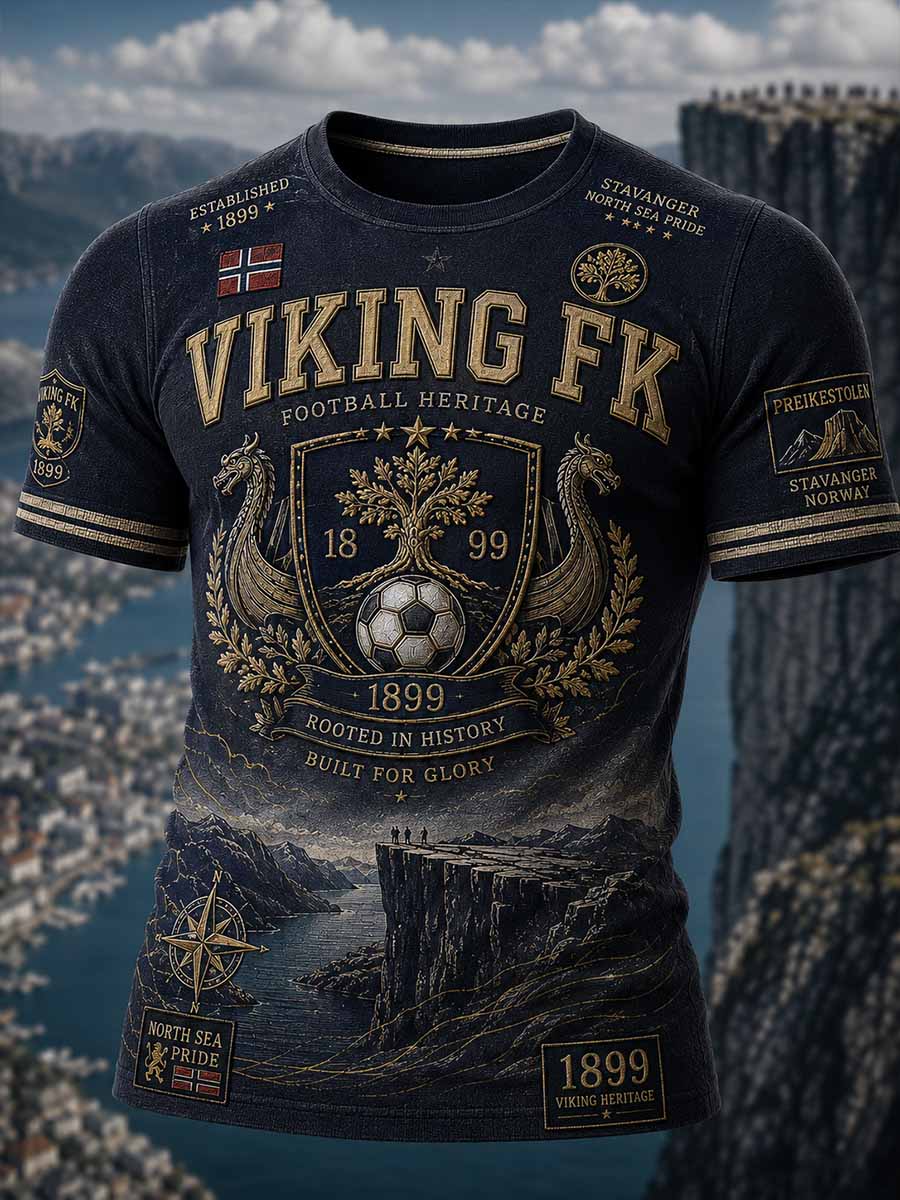 Mäns Viking FK mönster Skriv ut T-shirt