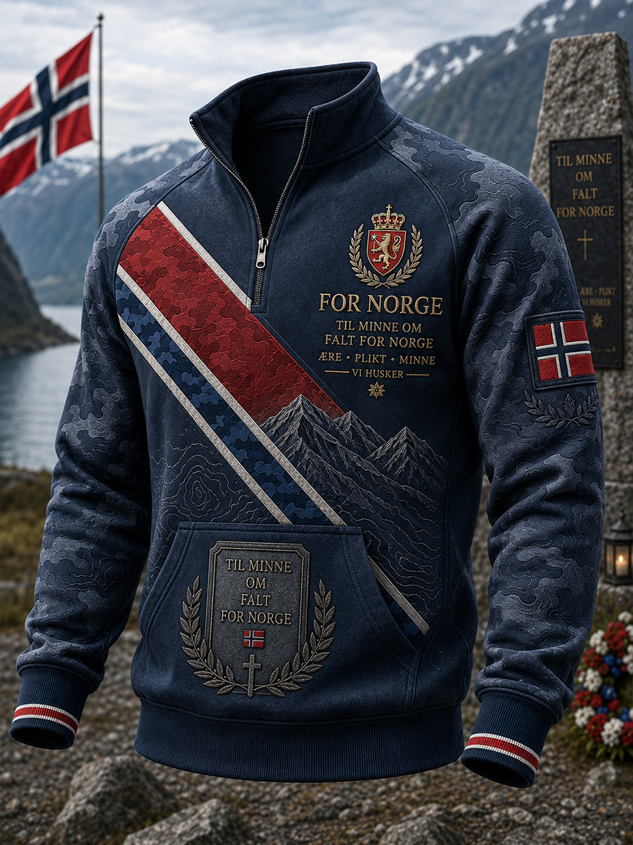 Mäns norska militär resa Half-Zip Stand krage Sweatshirt