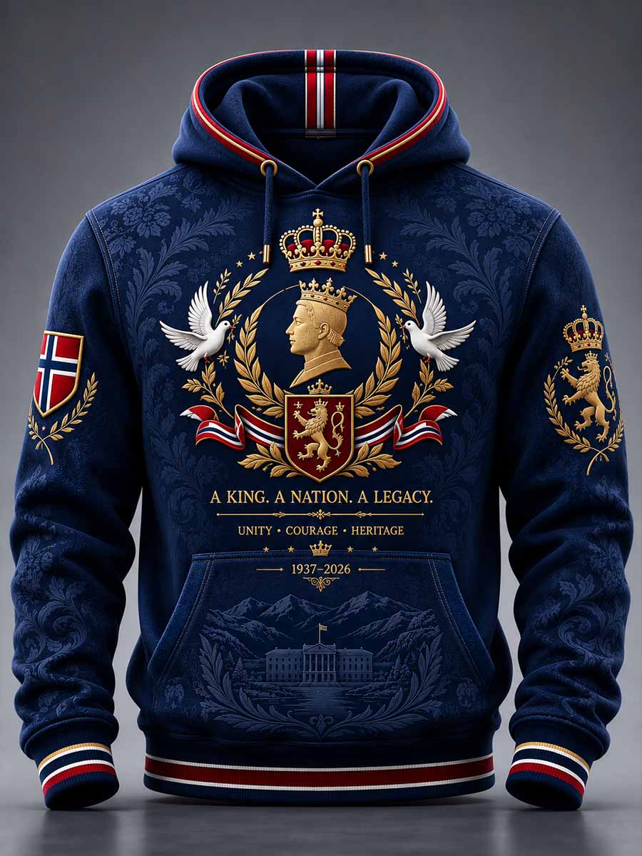 Herrtröja med minnesmärke och tryck av Kung Harald V
