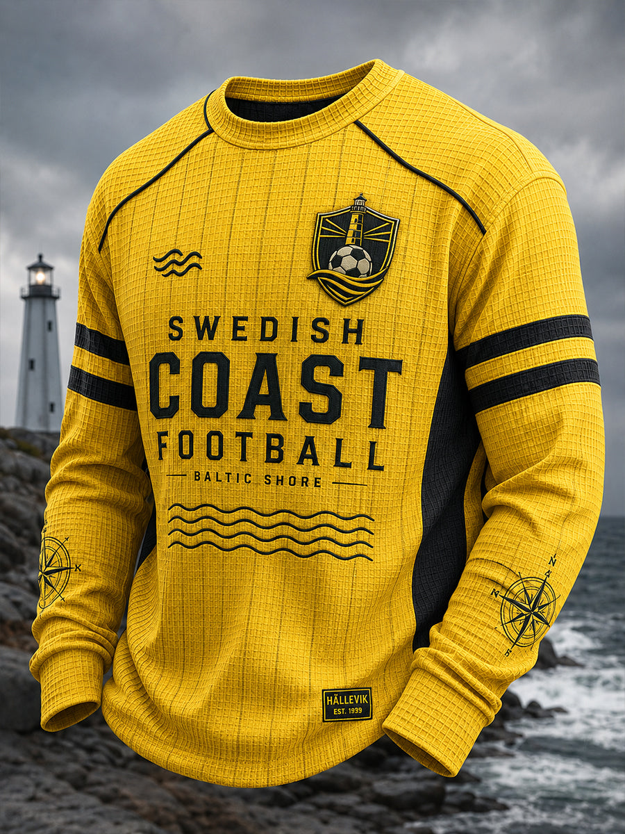 Herrens svenska fotbollklubb Mjällby AIF älskare Våffel Långärm T-shirt