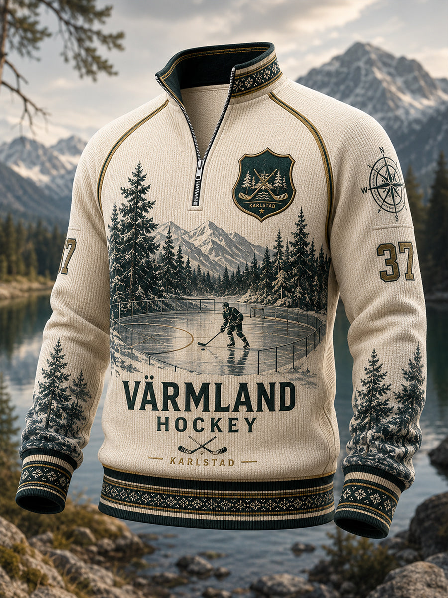 Herrarnas svenska ishockeytröja Waffle långärmad t-shirt för fans och älskare