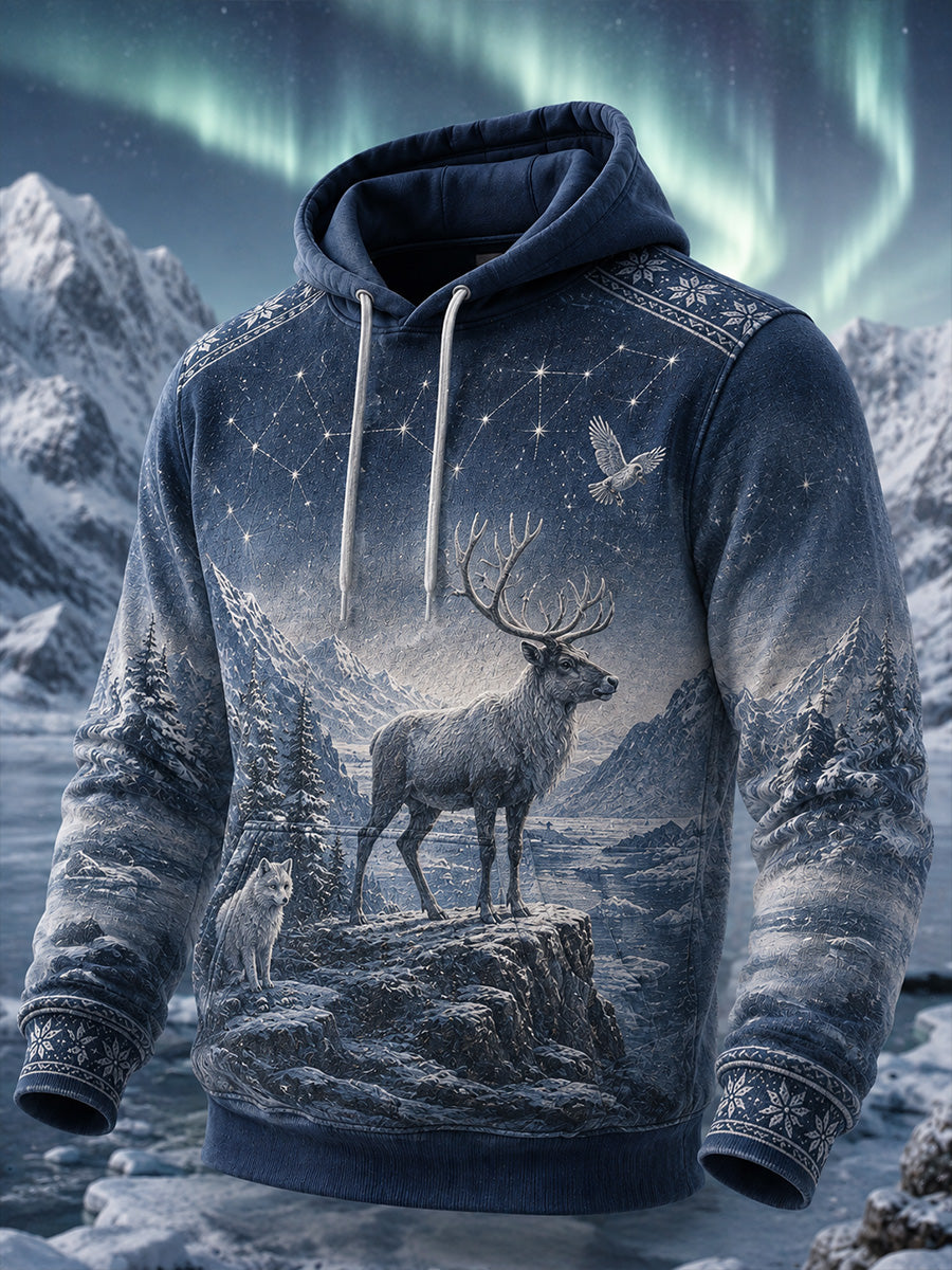 Retro Nordic Art Skriv ut Casual Bekväm Hoodie