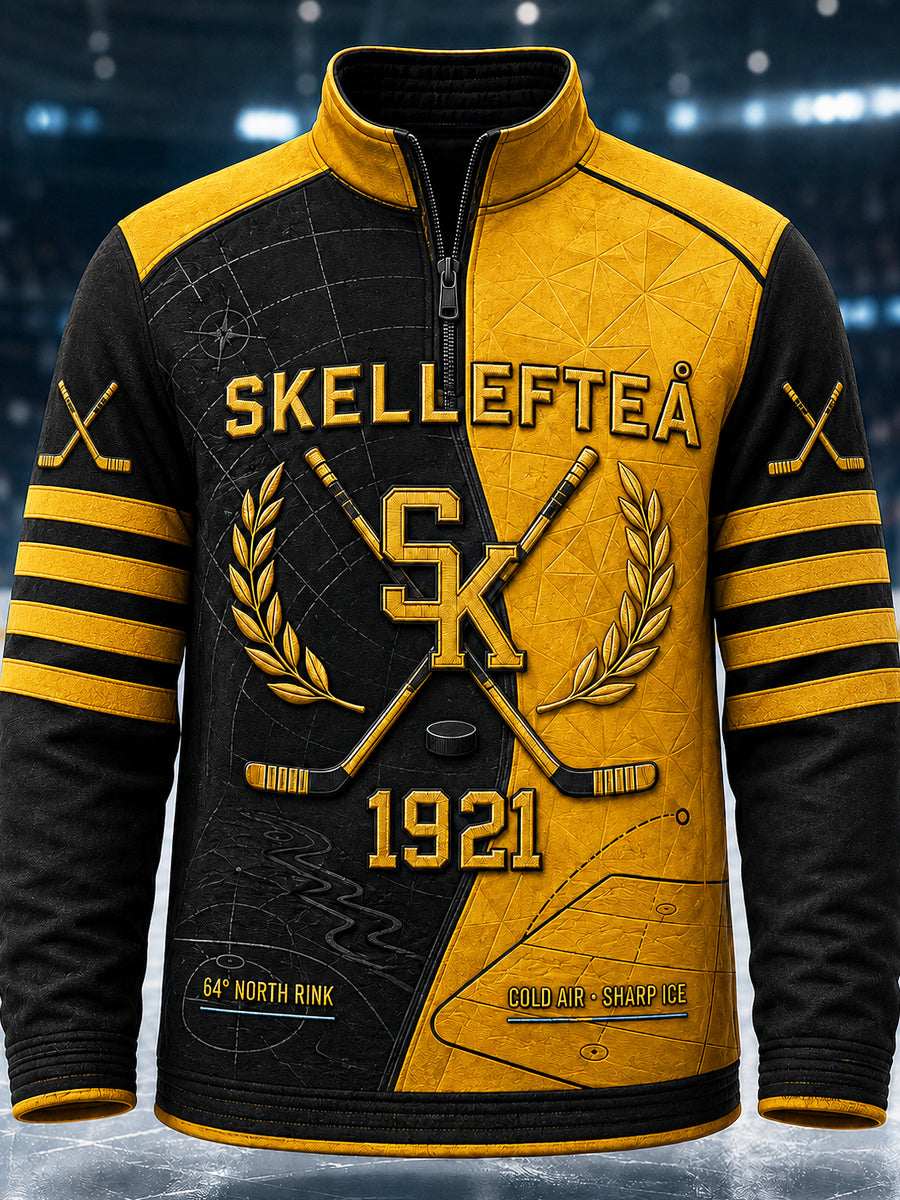 Herrskjortan Skellefteå tryckt avslappnad sweatshirt med dragkedja
