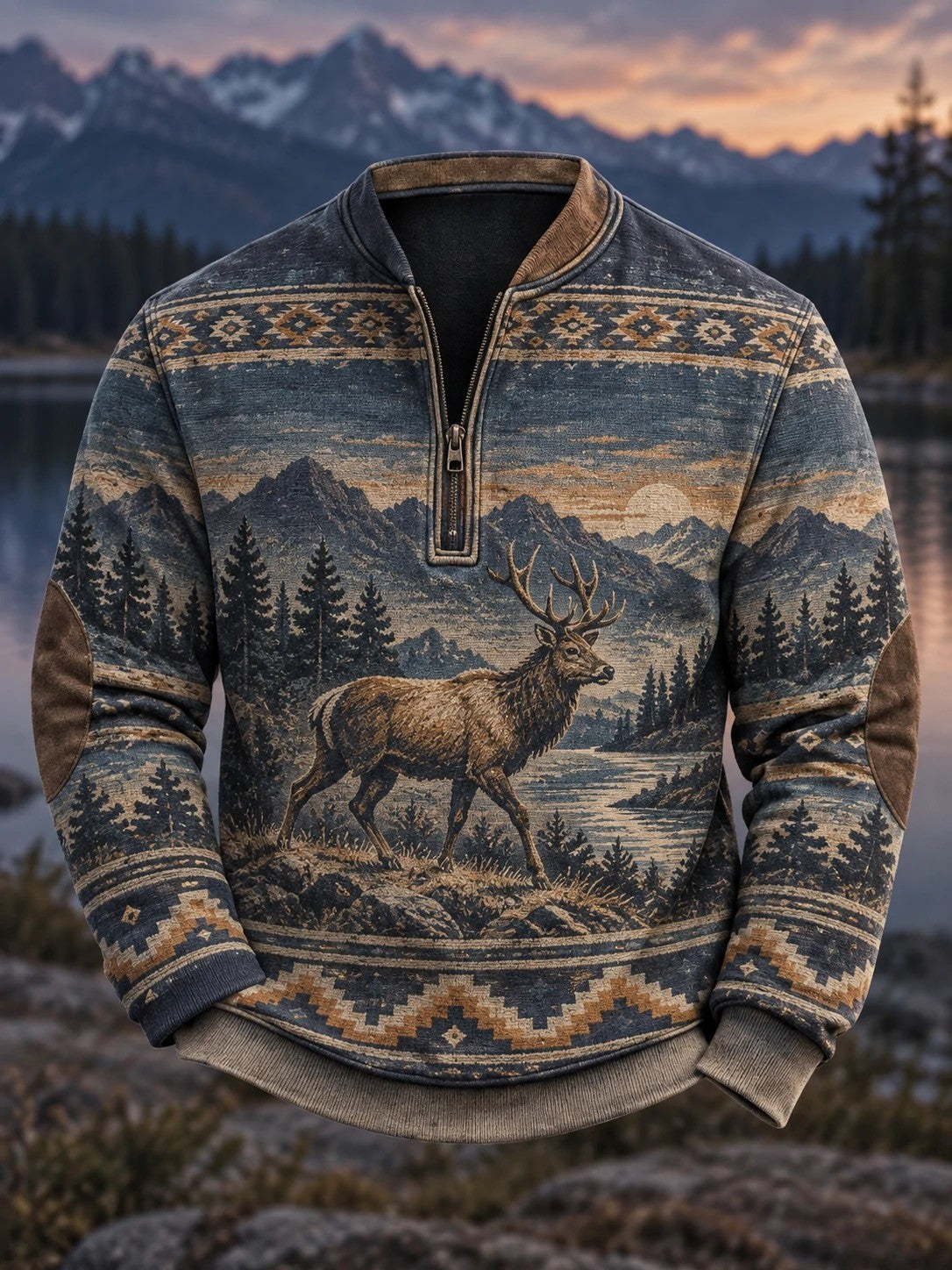 Herrtröja i retro-westernstil med tryck