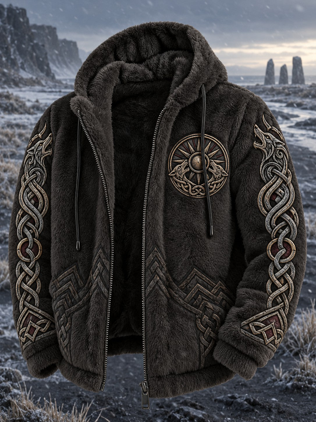 Mans Viking-tryckt flanellkappa