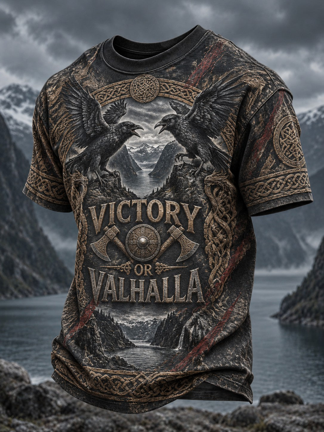 Herrtröja med tryck: Vikingaseger eller Valhalla
