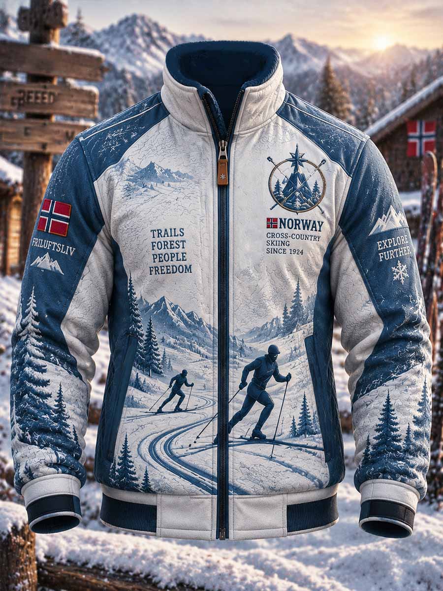 Mans vintageoffroadjacka med skidmönster