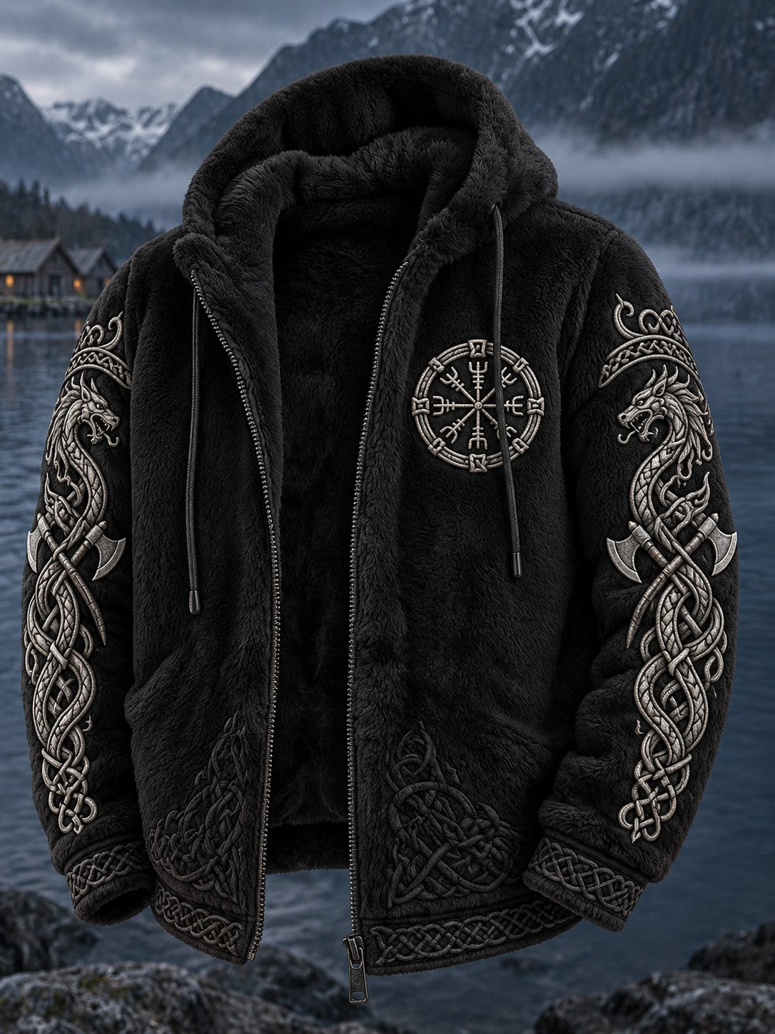 Mans Viking-tryckt flanellkappa