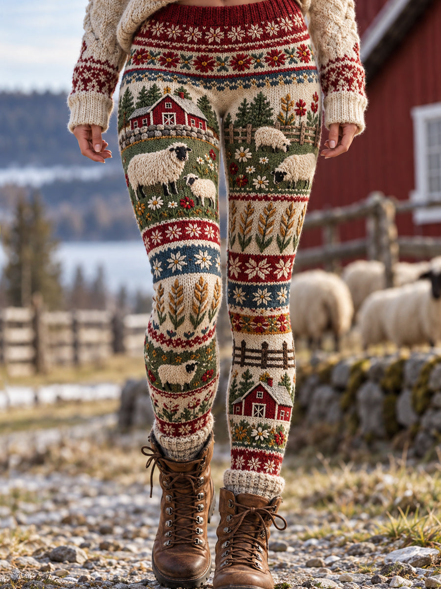 Damer Retro Läderbygdsstil Leggings