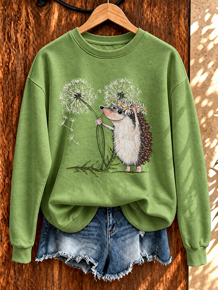 Söt sweatshirt för kvinnor med igelkotsmönster