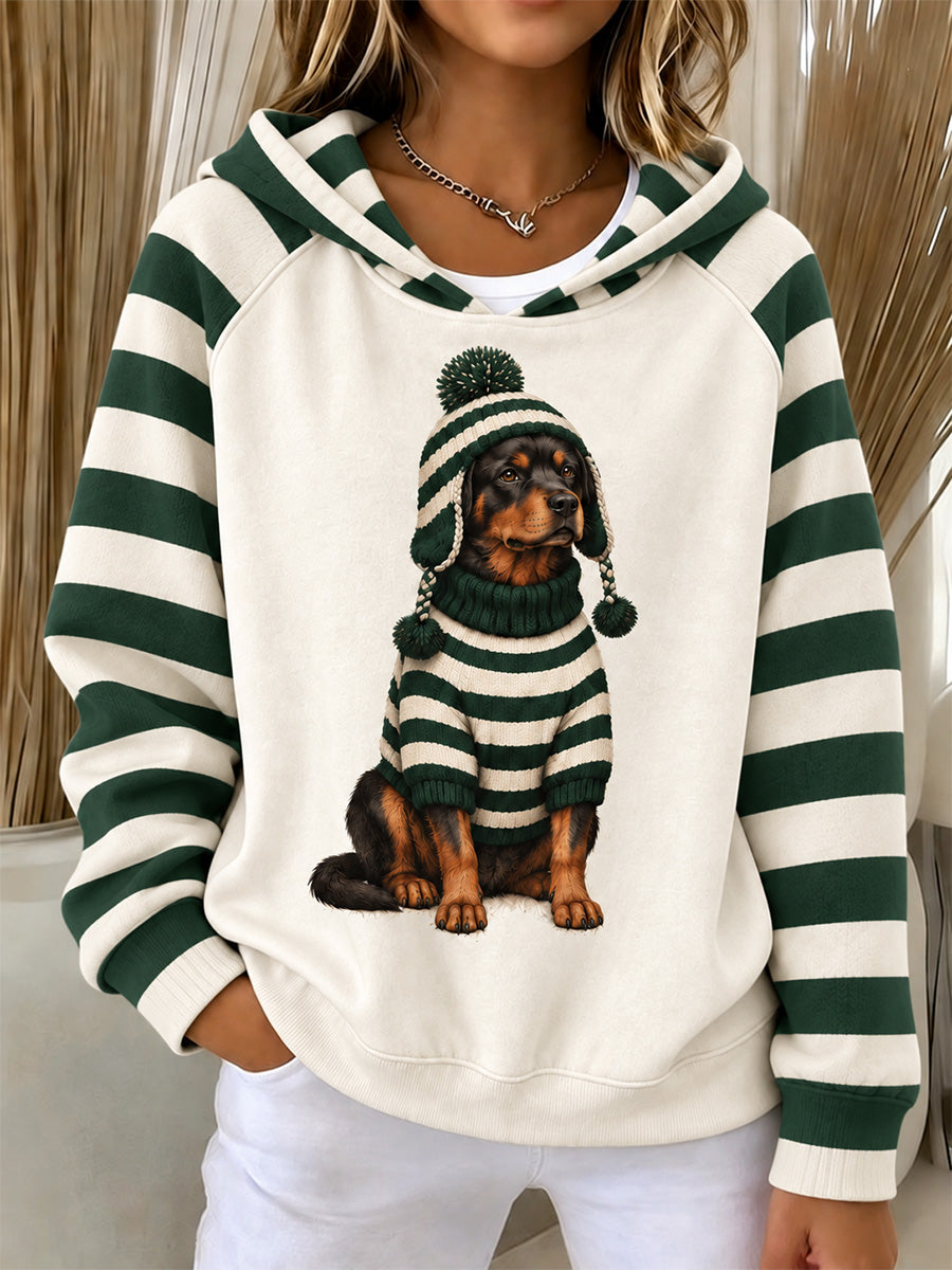 Kvinnors söta vinterhund Print Casual Lång ärm skjjorta