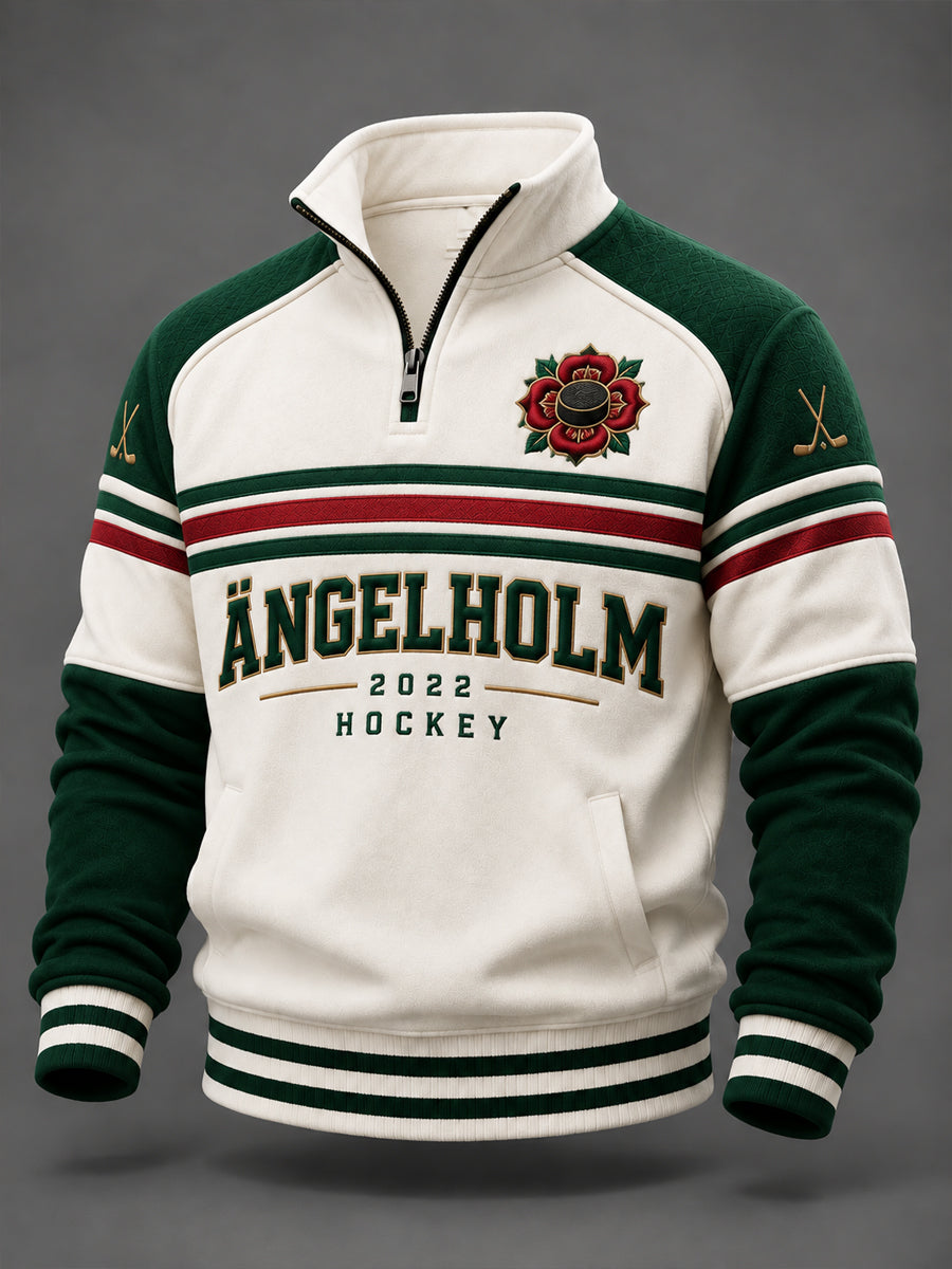 Herrtröja med halvdragkedja i retrostil från Ängelholm Hockey