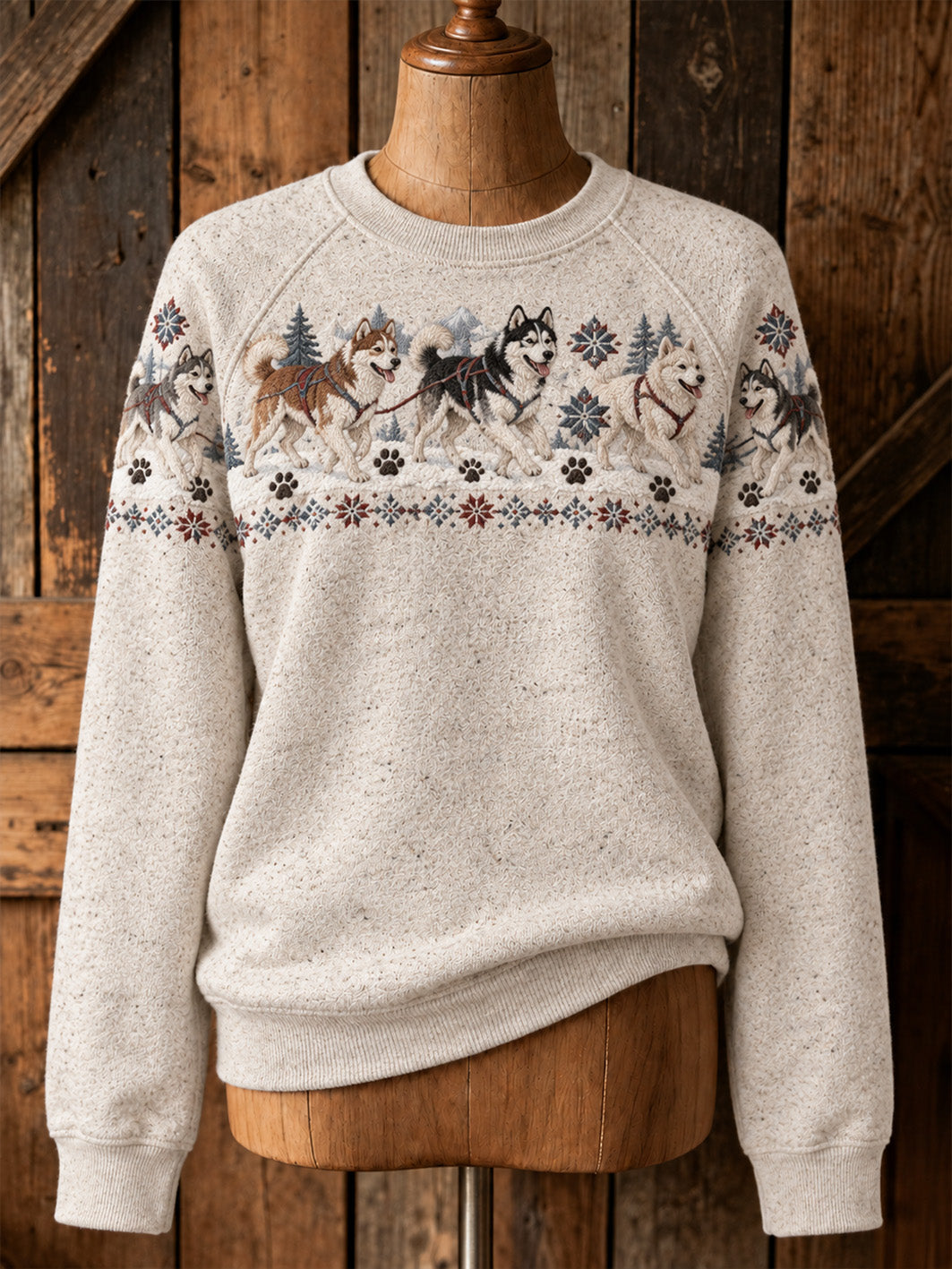 Kvinnors söta valp design avslappbara raglan ärm sweatshirt
