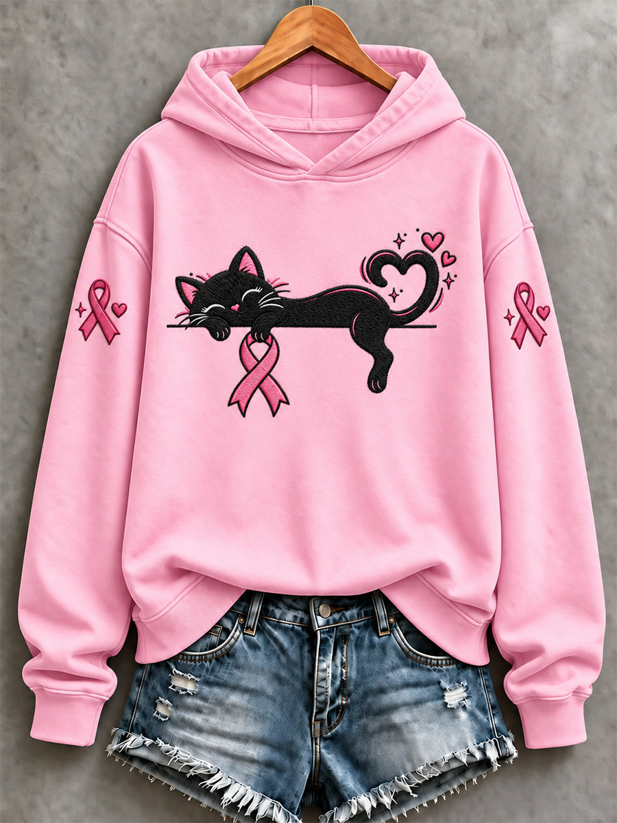 Kvinnors bröstcancer medvetenhet Stöd Print Sweatshirt