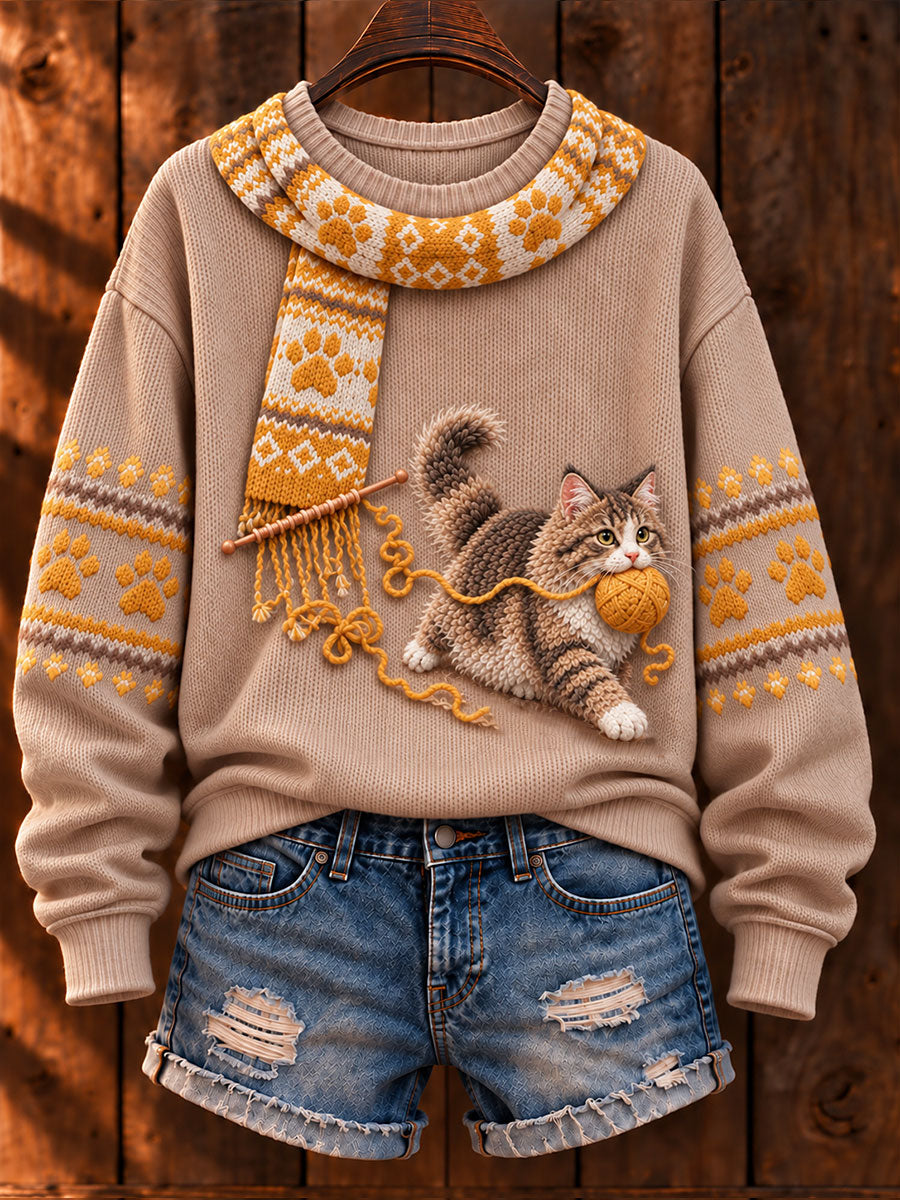 Kvinnor "Mischievous Kitty" Maine Coon Konst Print Casual Tröjar
