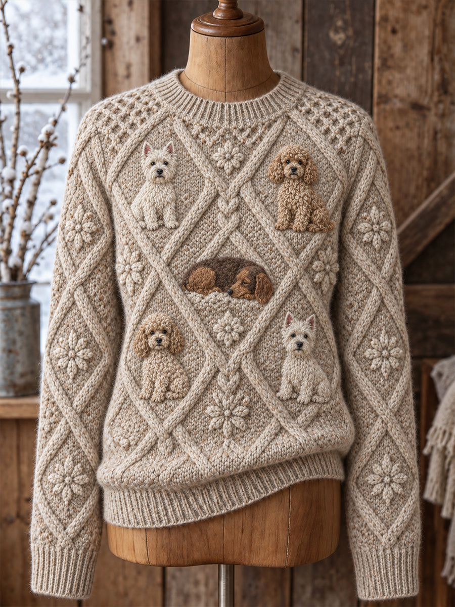 Damtröja i vintagestil med djurmönster i Fair Isle-design och bekväm rund hals