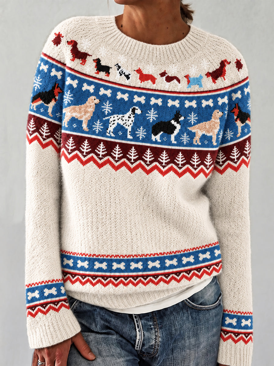 Kvinnors mässan Isle hund ras lång ärm Crewneck tröjar