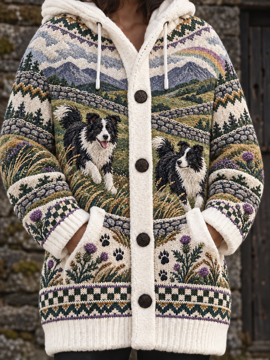 Damhoodie i vintagestil med djurmotiv, avslappnad och bekväm