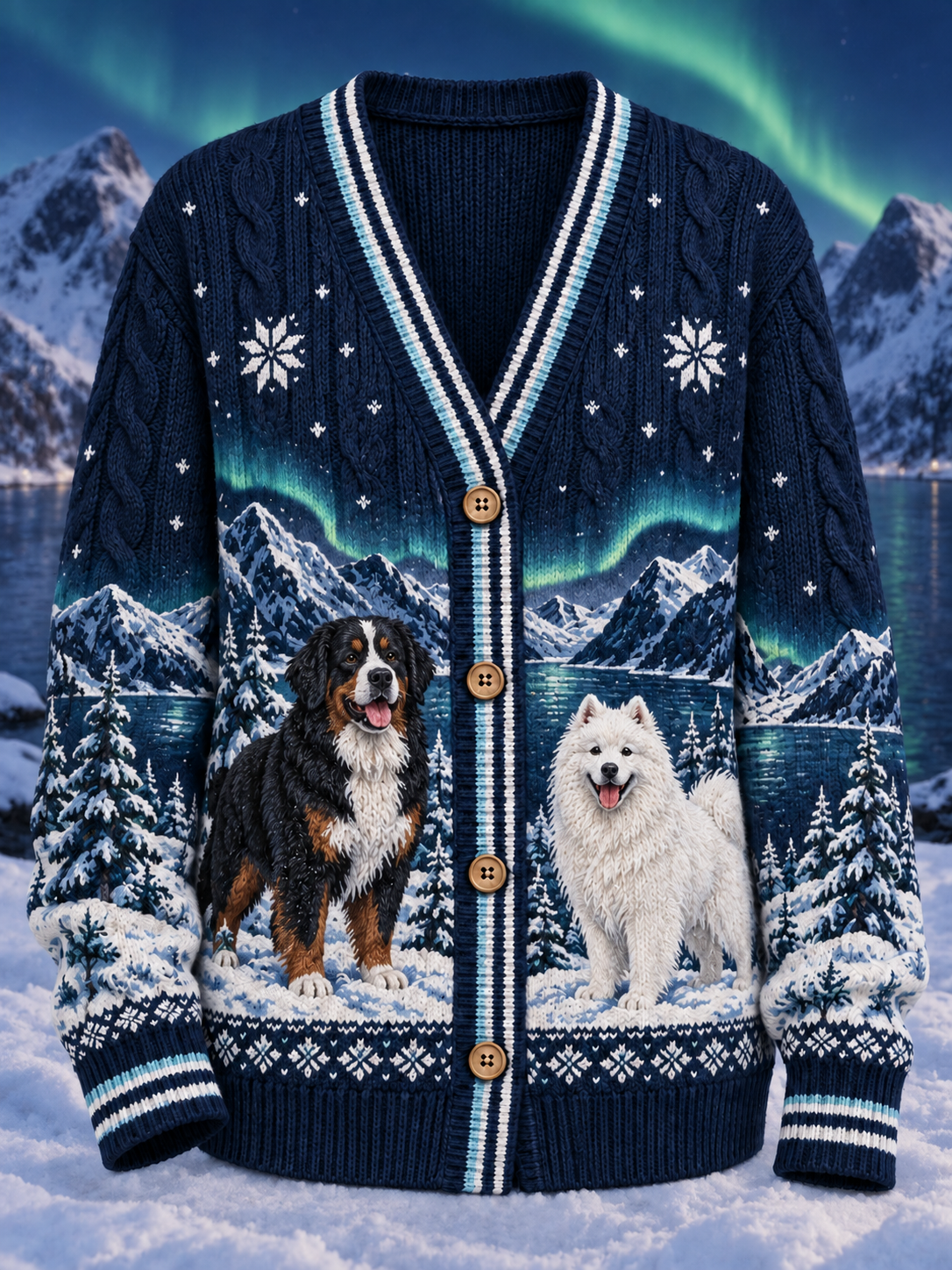 Kvinnors djur Cardigan-stil sticka jacka