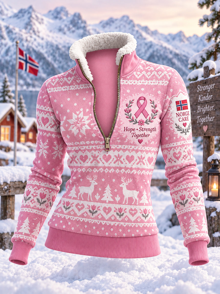 Kvinnors långärma torka Sweatshirt med bröstcancer medvetenhet Skriv