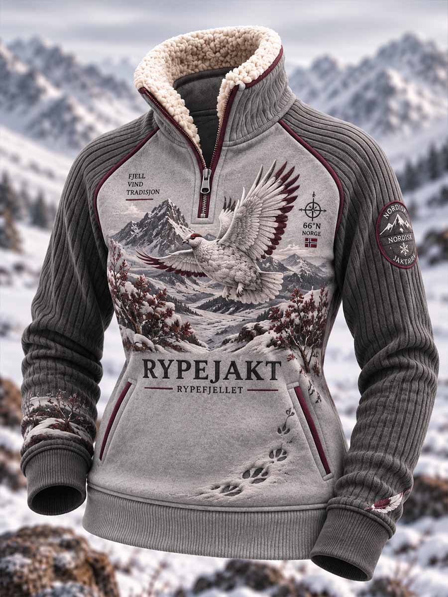 Damtröja i vintagestil med rypeprint – Jaktsezon