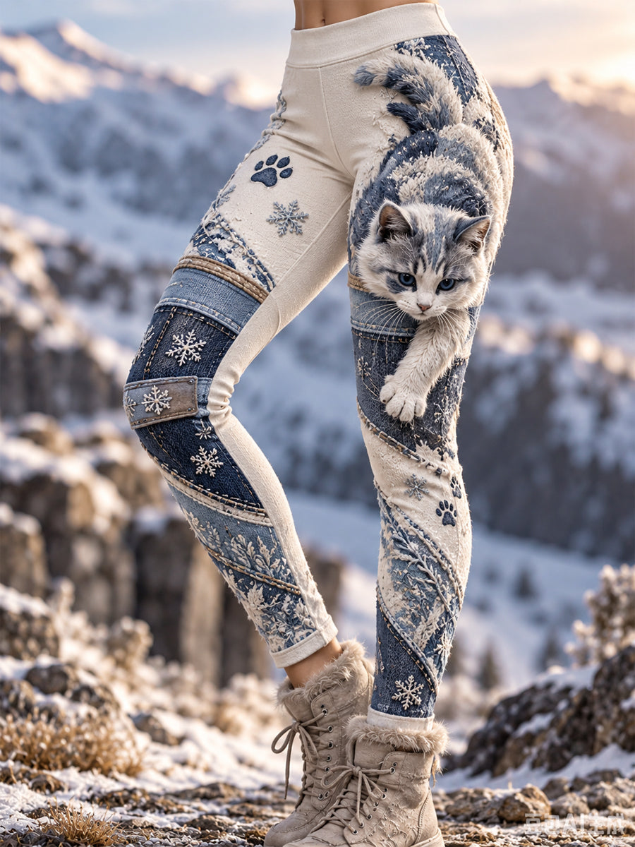 Kvinnliga snygga djur-mönstrade leggings i sammet