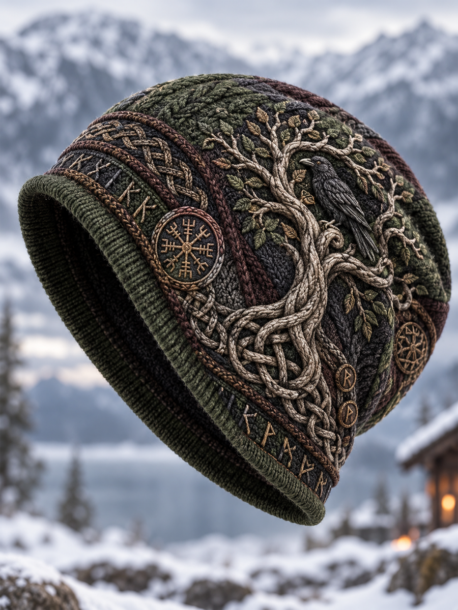 Viking Vintage höst och vinter varm kall stickad hatt