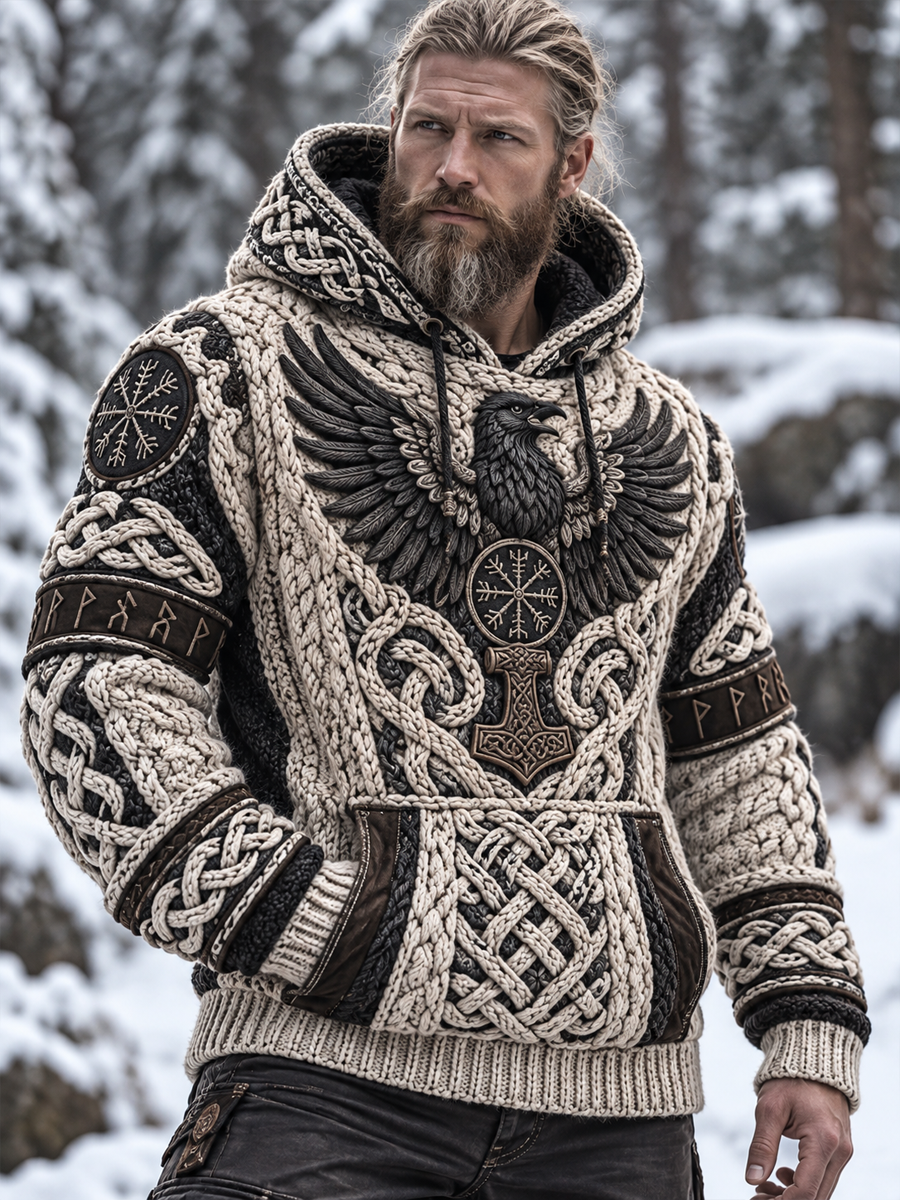Mäns Viking Hoodie med fickar