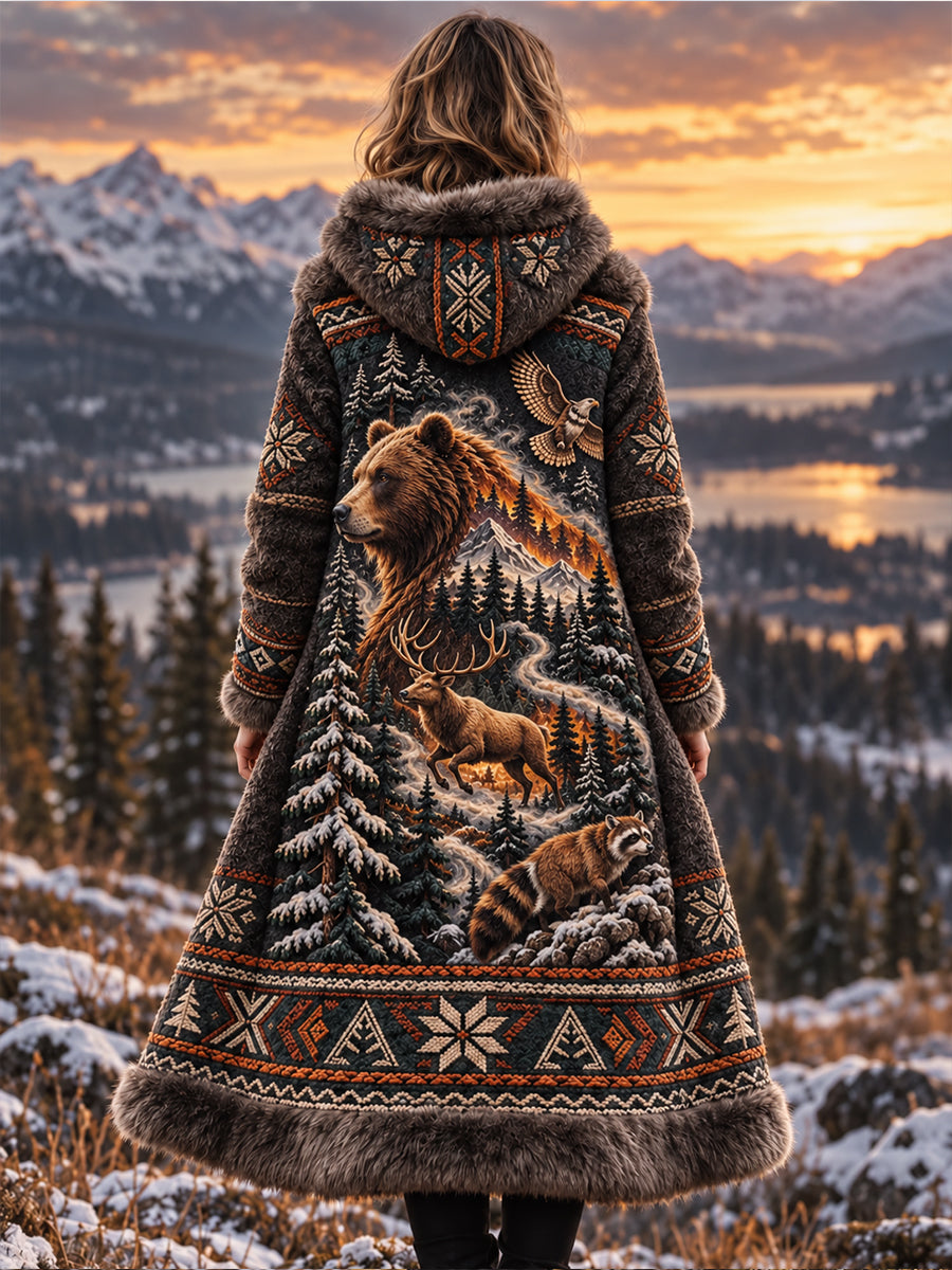 Dams jacka i nordiskt djurdesign, flanell