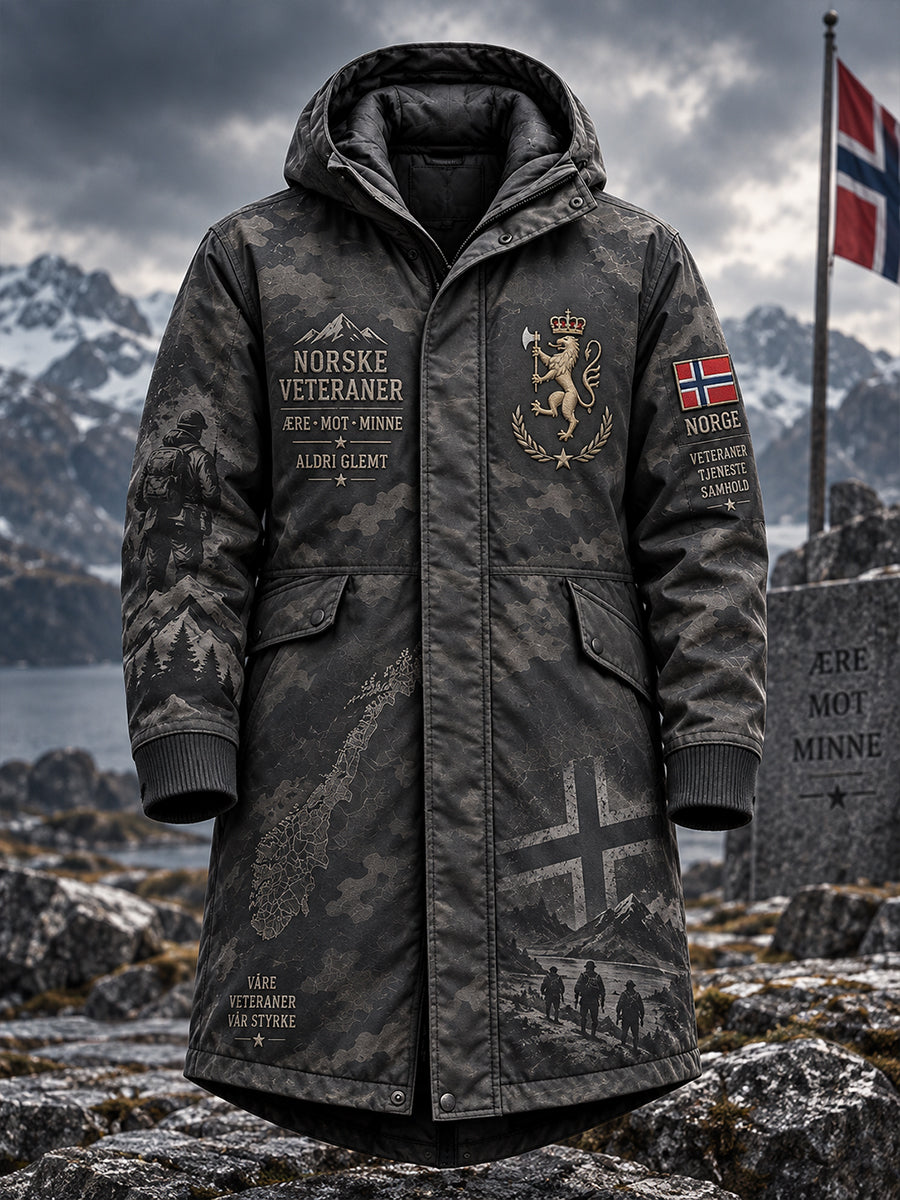 Mäns militär-tema grafisk utskrift Långrevskad vindbrytare