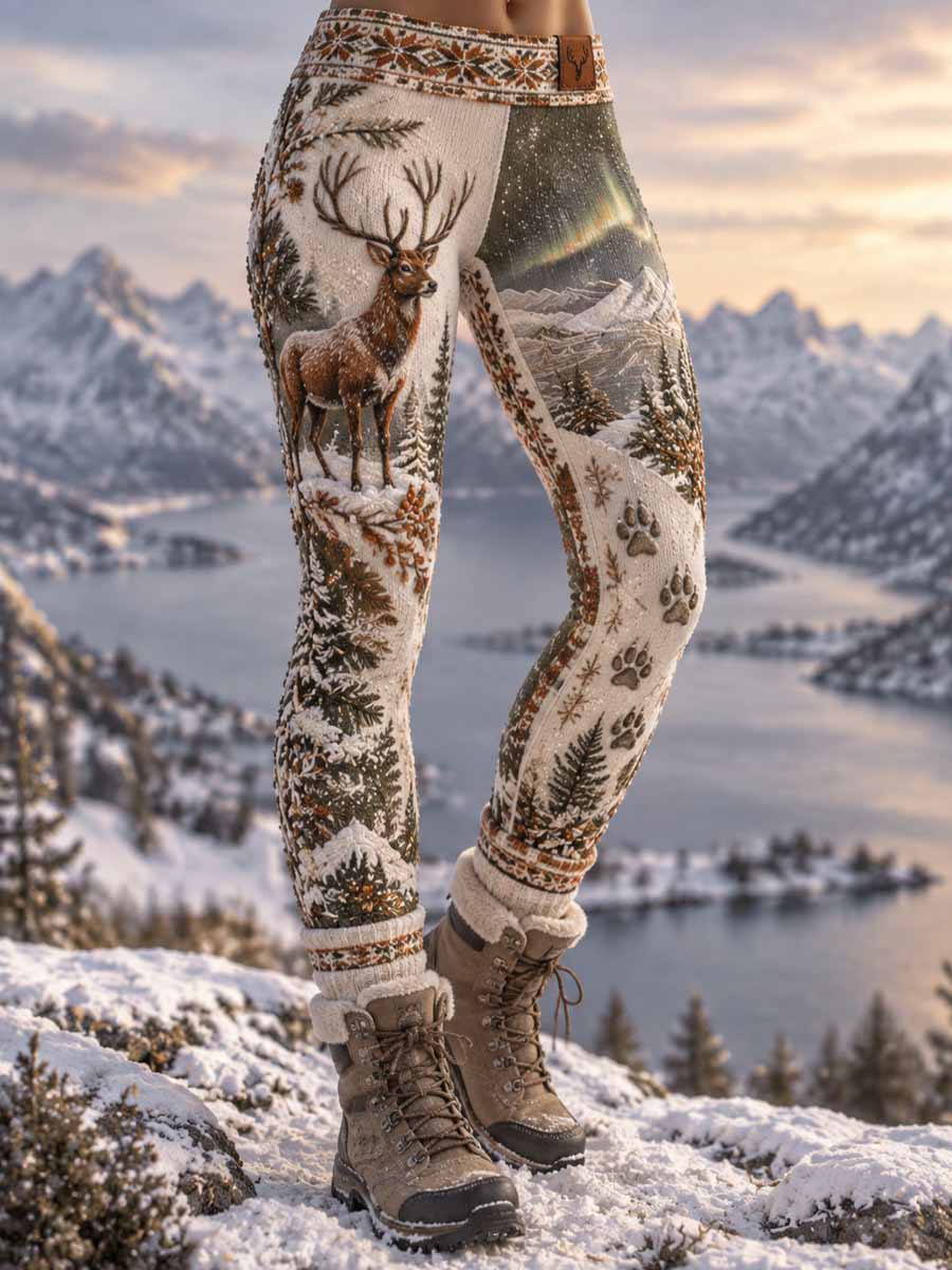Damleggings med retrotryck med jaktmotiv