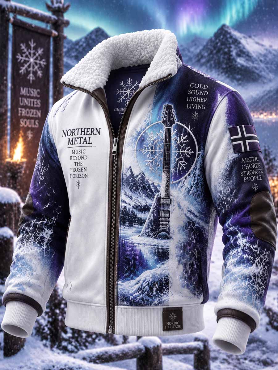 Mäns vinter Heavy Metal Music Graphic Print Jacka