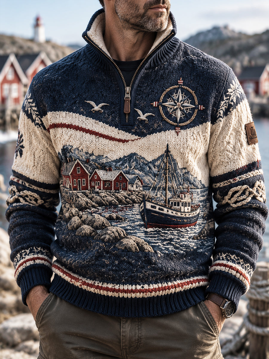 Nordic Coastal Heritage Quarter-Zip Sweatshirt