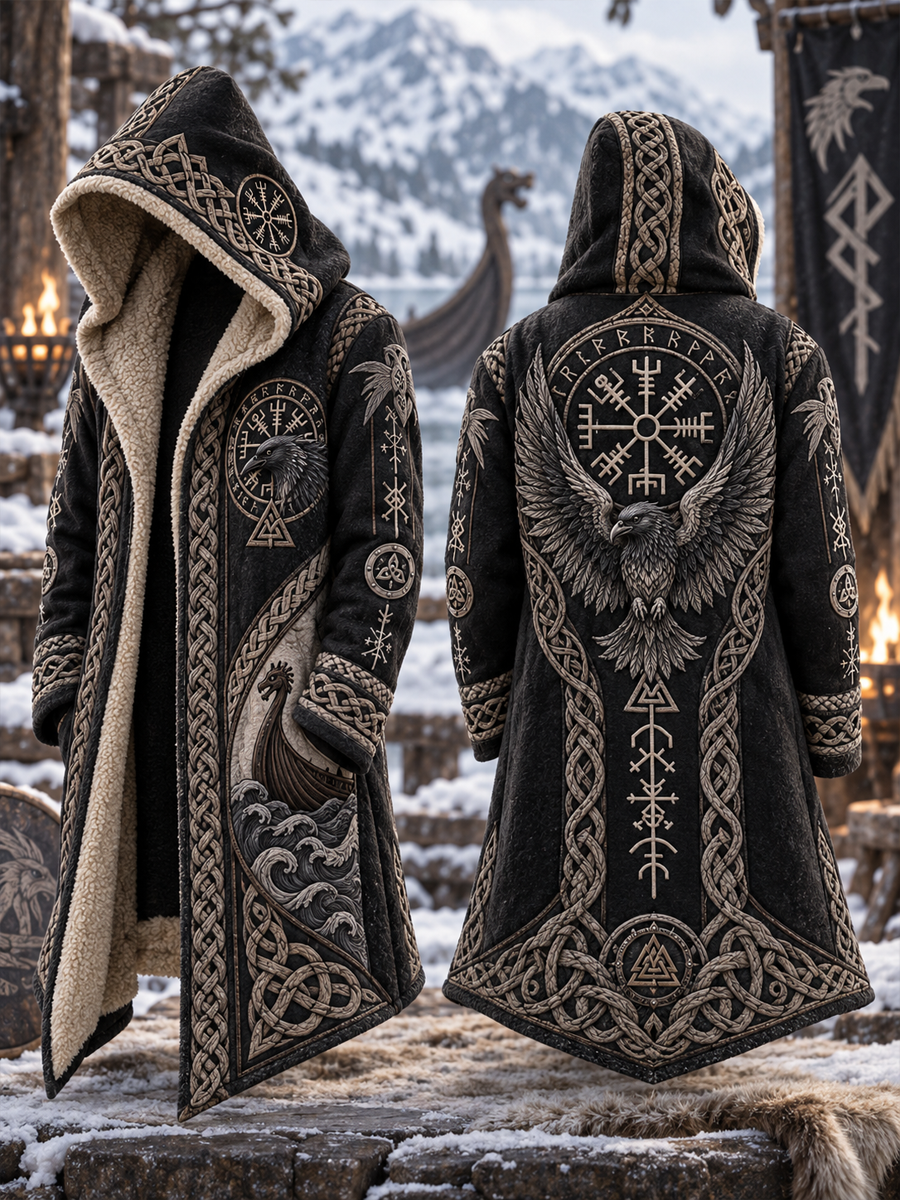 Herrtröja med vikingamönster och fleecefoder