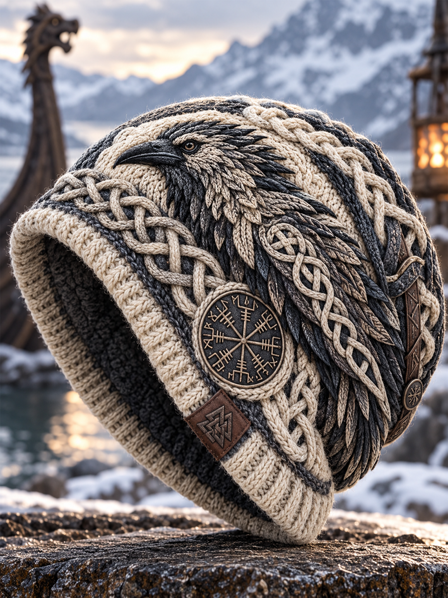 Viking Vintage Höst- och vintermössa, varm och kallstickad