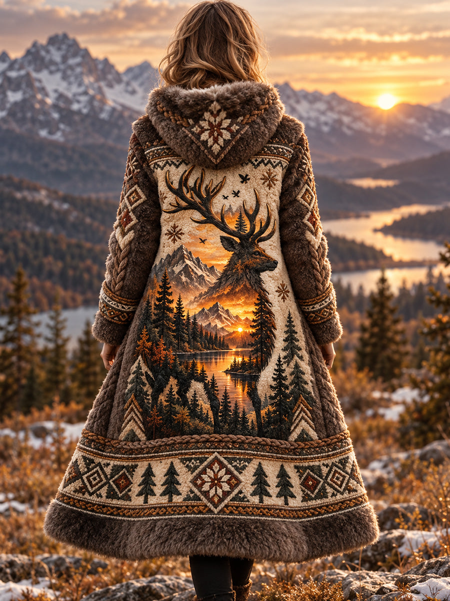 Dams jacka i nordiskt djurdesign, flanell