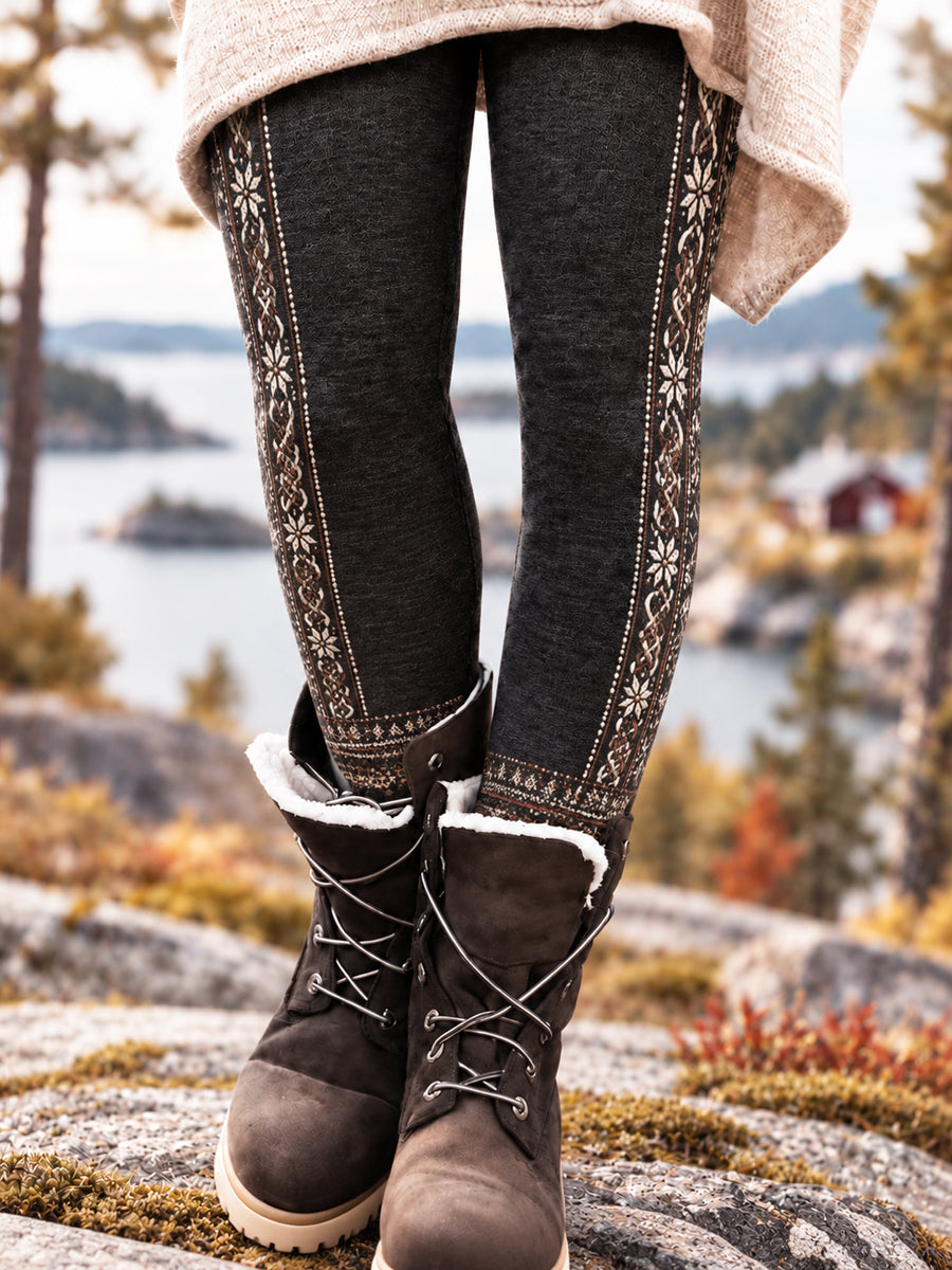 Damer Retro Nordisk Stil Vävda Leggings