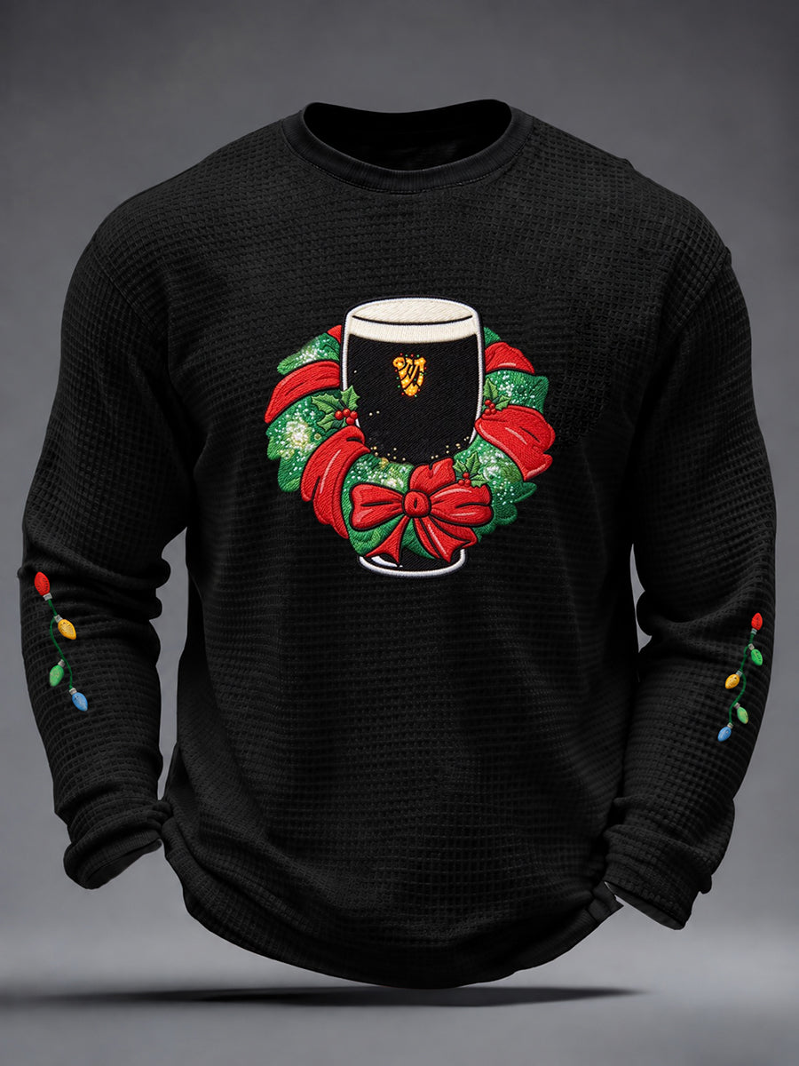 Herrtröja med julstout- och våffelmotiv, långärmad