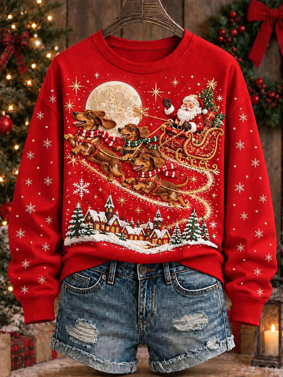Kvinnors jul Dachhund Print Sweatshirt
