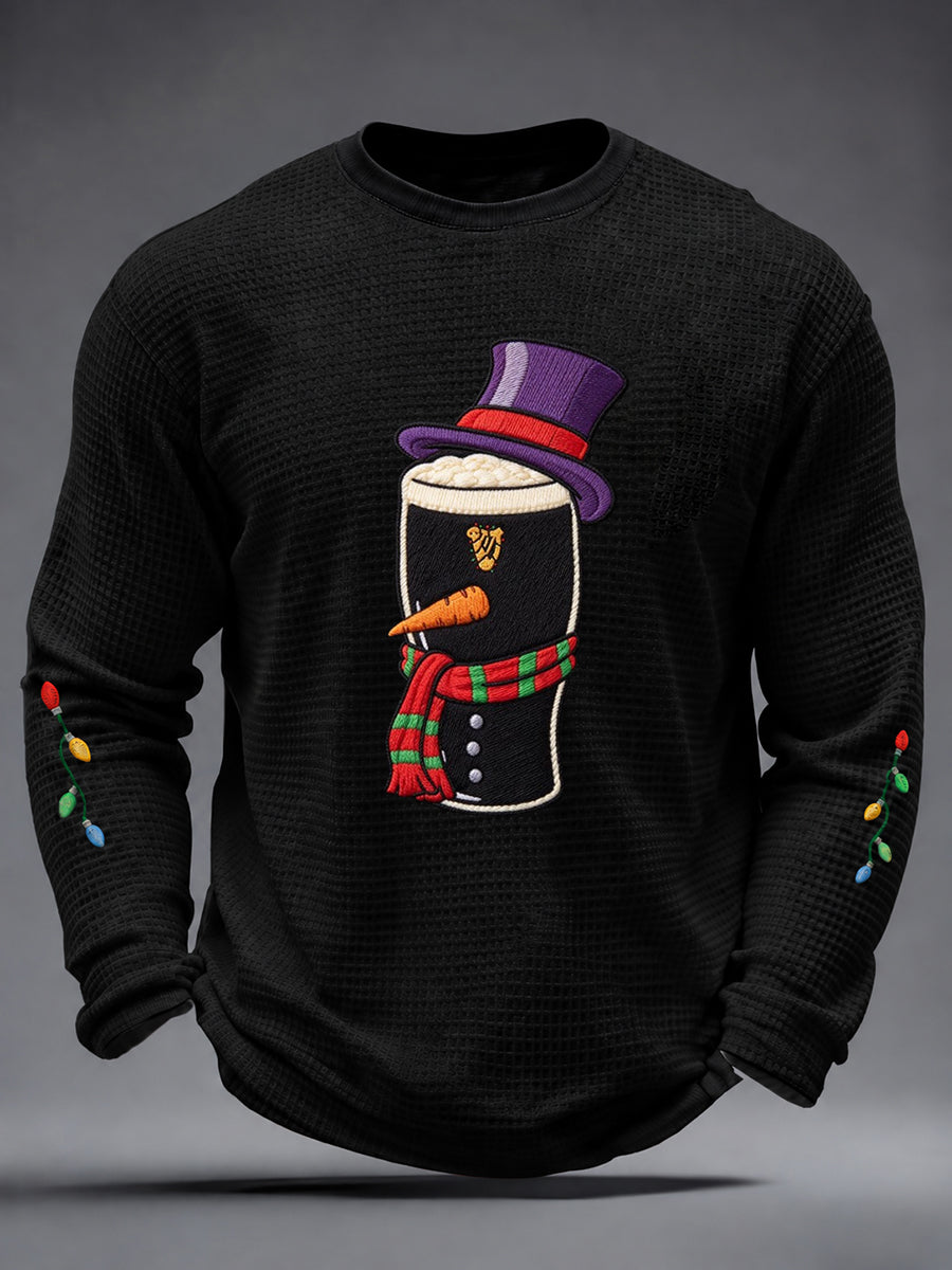 Herrtröja med julstout- och våffelmotiv, långärmad