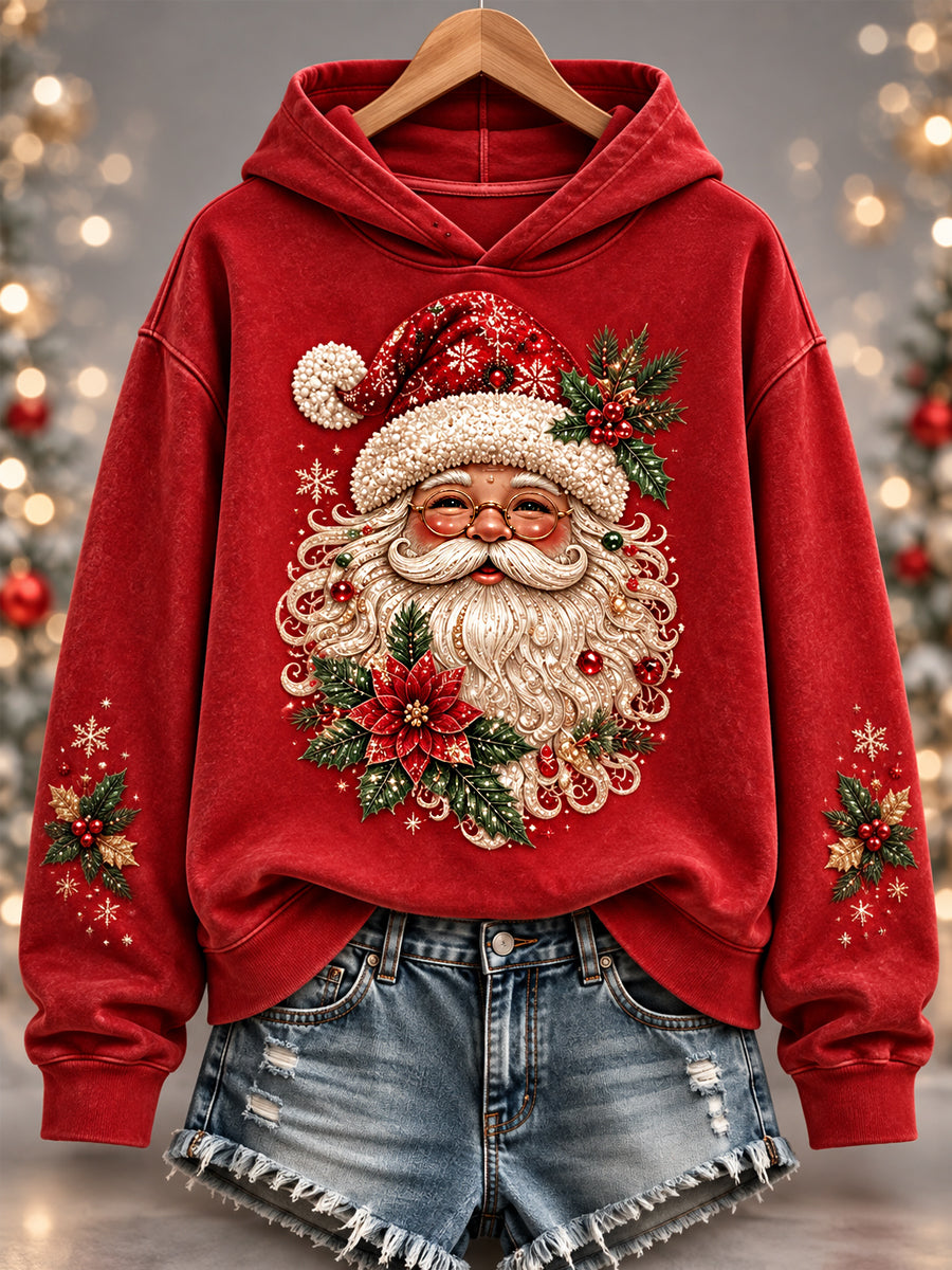 Kvinnors jul jul jultomten Print Casual Hoodie Print
