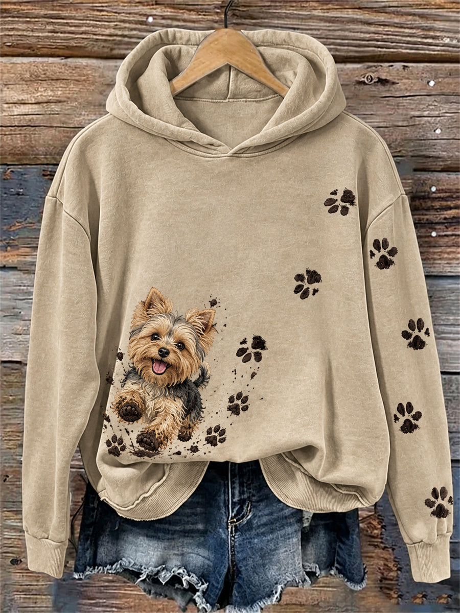 Kvinnors roliga smutsiga men glada Yorkie Hund & Tass Print