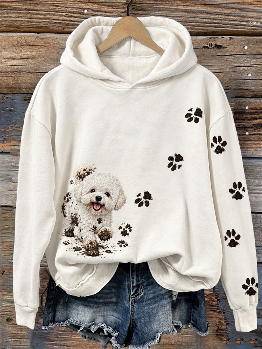 Kvinnors roliga smutsiga men lycklig Bichon Dog & tassar Print