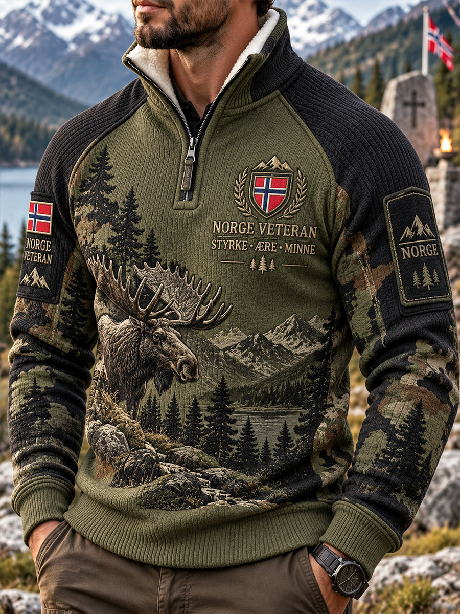Mäns militär-insspirerade camouflage Print Sticka Turtlenecks sweathirt