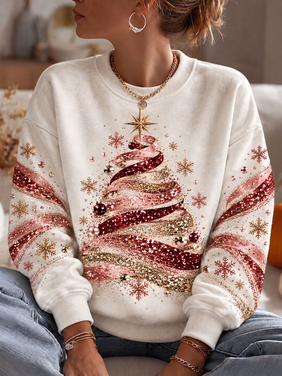 Kvinnlig casual sweatshirt med julgransmönster