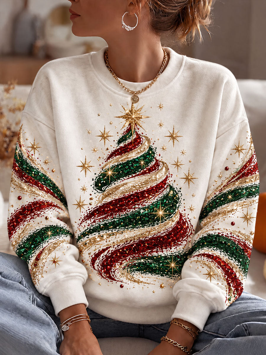 Kvinnors julgran Skriv ut Casual Sweatshirt