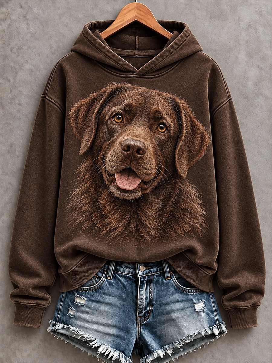 Kvinnors söt choklad Labrador retriever Skriv ut bekväm Hoodie.