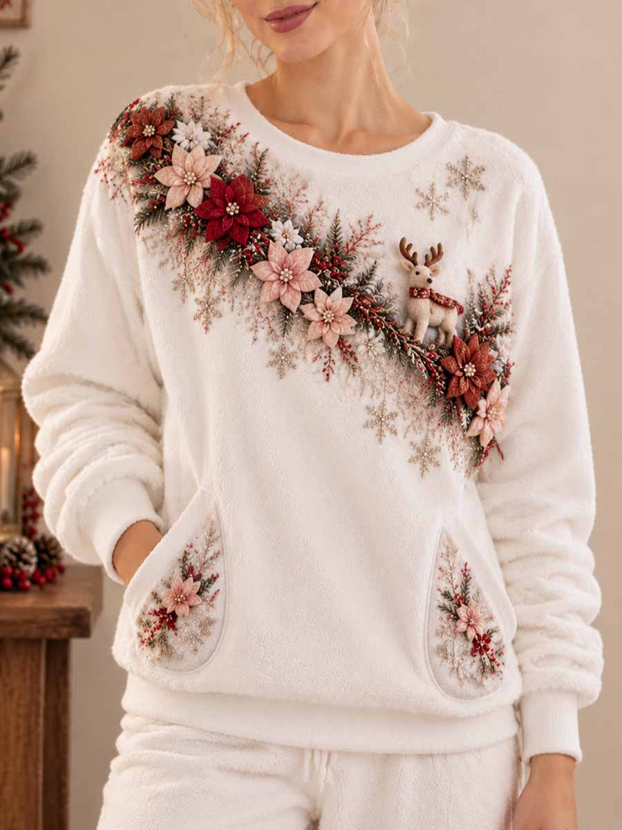 Kvinnors vinter jul mönster Skriv ut Sweatshirt