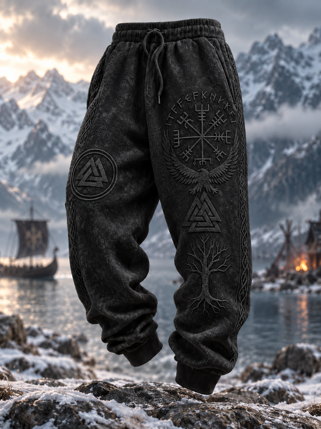 Herrens Retro Viking Valknut Vegvisier byxor